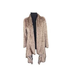 VTG Jackets Galore Women's Brown Shawl Collar Eyelash Cheetah Lined Jacket XL